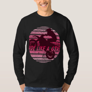 Camiseta Viajar como un Chica Chicas retro vintage Dirt Bik