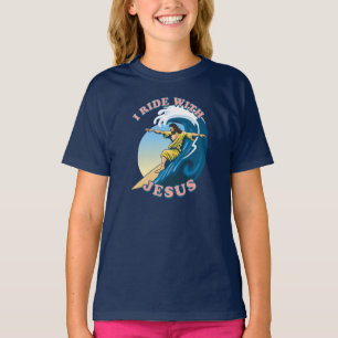 Camiseta Viajar con Jesús   Surfing Jesus Ilustracion