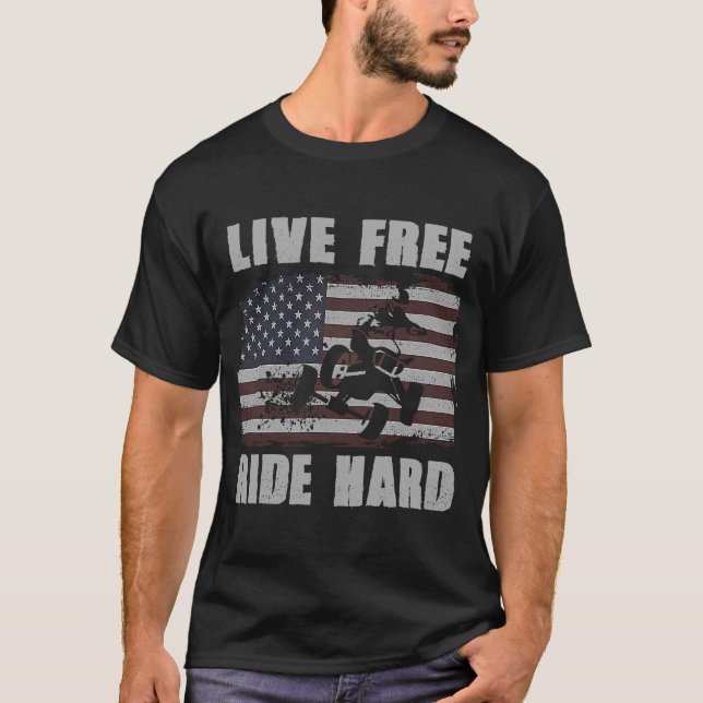Camiseta Viajar duro gratis 4 ruedas ATV Quad Carreras Amer (Anverso)