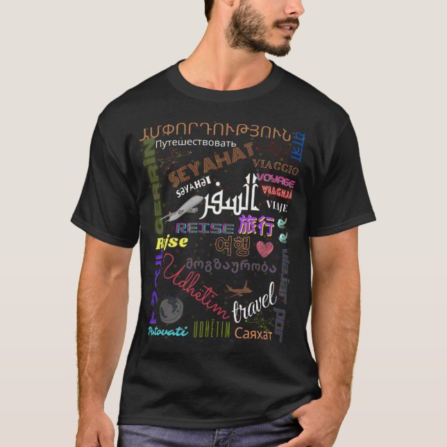 Camiseta Viajar en diferentes idiomas ​ ​ del mundo. (Anverso)
