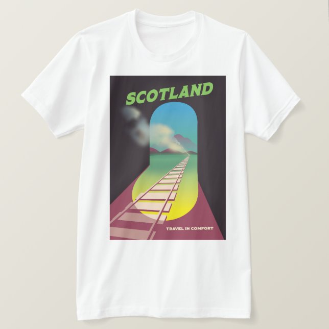 Camiseta Viajar en Escocia con comodidad (Anverso del diseño)