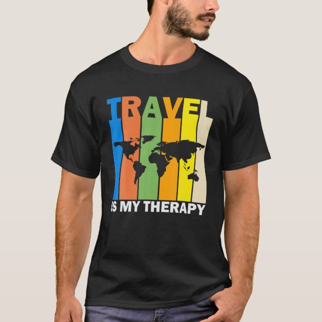 Camiseta Viajar Es Mi Terapia, Viajar Graciosamente (Anverso)