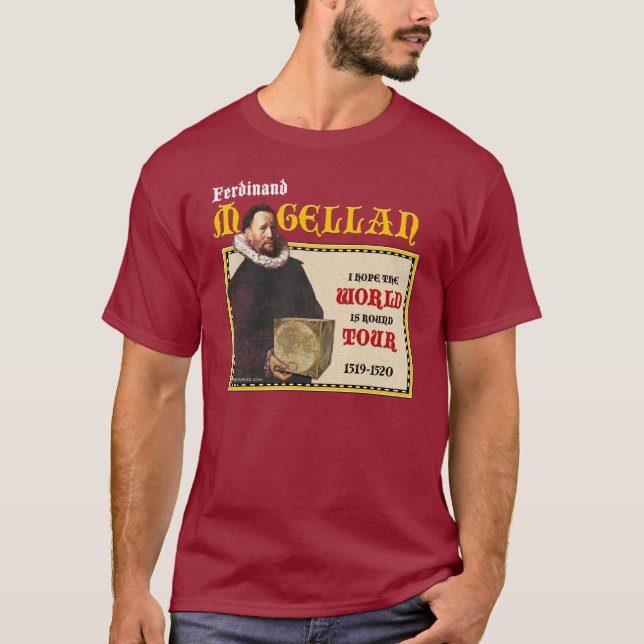 Camiseta Viaje 1519 del mundo de Magellan (el frente oscuro (Anverso)