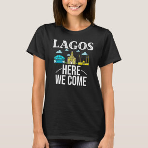 Camiseta Viaje a la ciudad de Lagos Nigeria Mapa del horizo