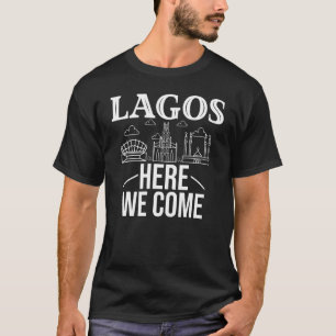 Camiseta Viaje a la ciudad de Lagos Nigeria Mapa del horizo