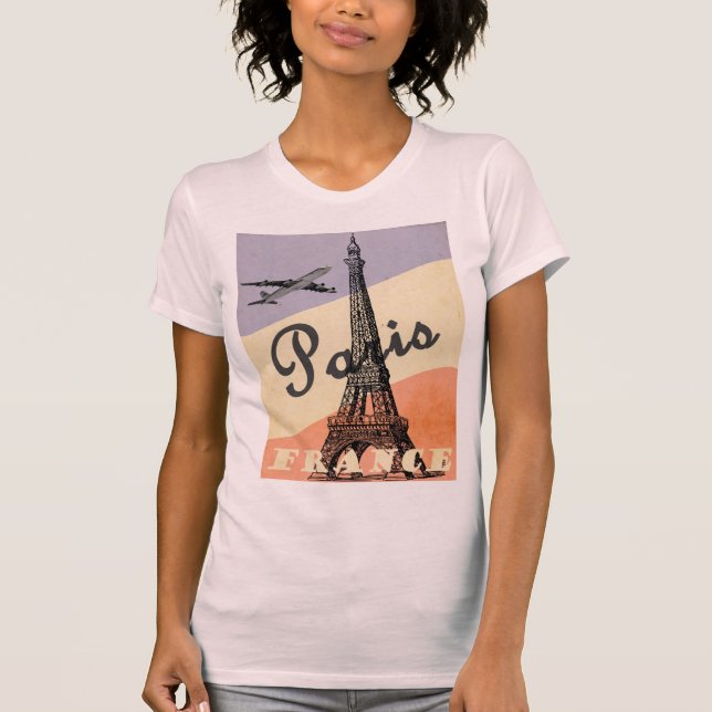 Camiseta Viaje aéreo europeo de la Torre Eiffel de París (Anverso)