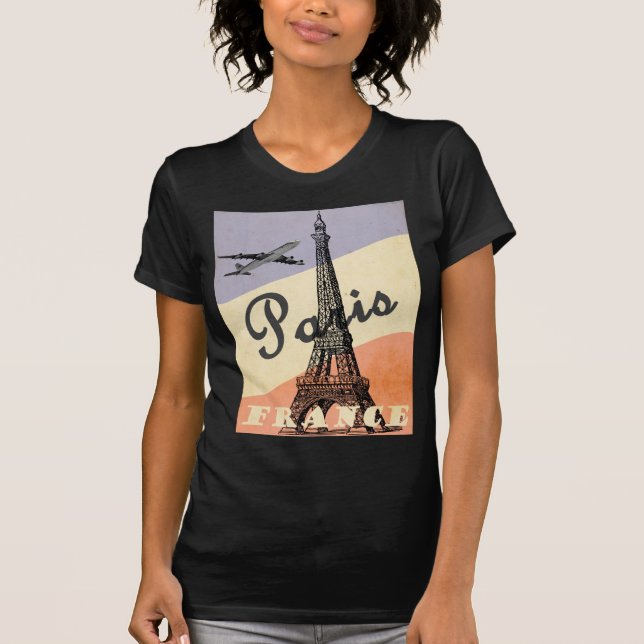 Camiseta Viaje aéreo europeo de la Torre Eiffel de París (Anverso)