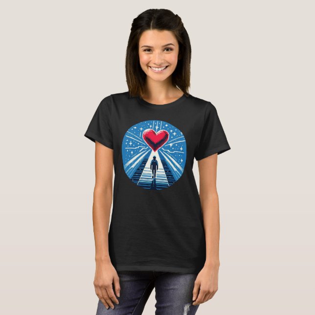 Camiseta Viaje al corazón - Diseño de arte Pixel emocional (Anverso completo)