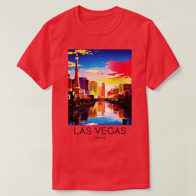 Camiseta Viaje artístico de Las Vegas Nevada EE.UU. (Diseño del anverso)
