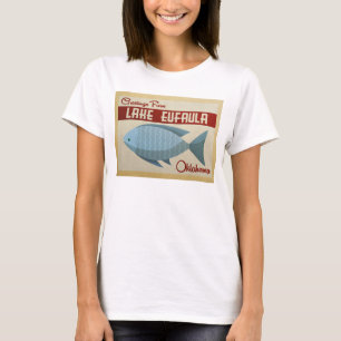 Camiseta Viaje azul del vintage de los pescados de Eufaula