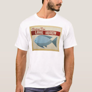 Camiseta Viaje azul del vintage de los pescados del lago