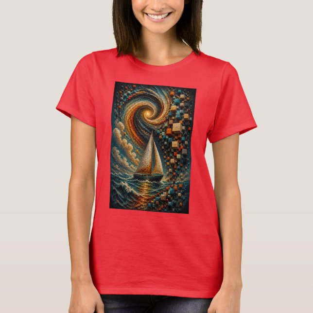 Camiseta Viaje Celestial | Micro Mosaico 3D Abstracto  (Anverso)