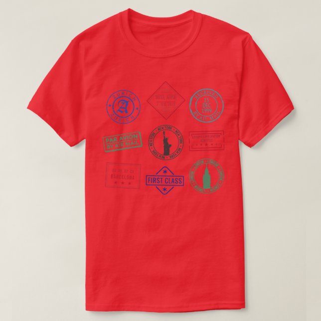 Camiseta Viaje con sello de pasaporte (Diseño del anverso)