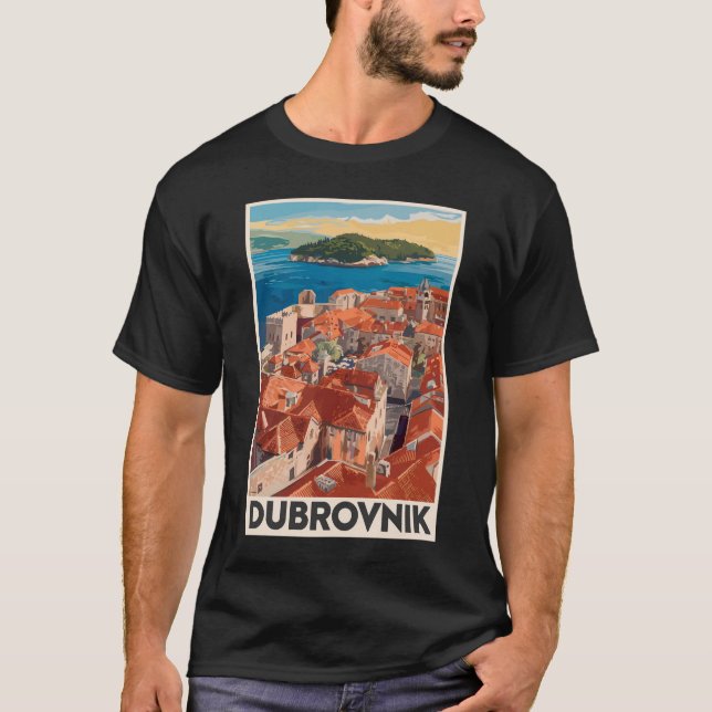 Camiseta Viaje de arte de Ilustracion de Dubrovnik Croacia (Anverso)