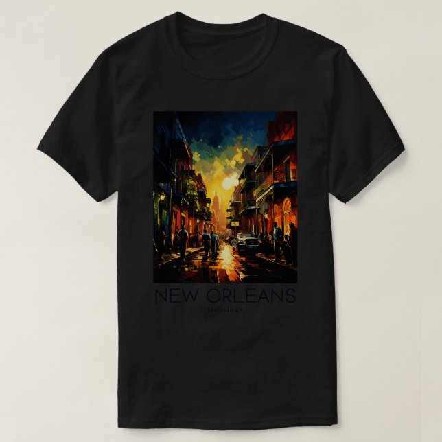 Camiseta Viaje de arte pop de Nueva Orleans Louisiana (Diseño del anverso)