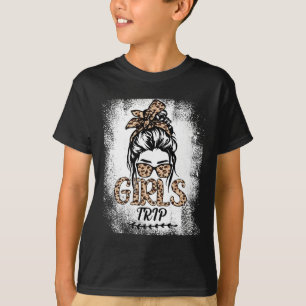 Camiseta Viaje de chicas 2025 Messy Bun Leopard Mejor Amigo