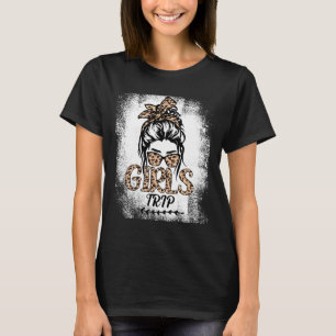 Camiseta Viaje de chicas 2025 Messy Bun Leopard Mejor Amigo