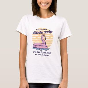 Camiseta Viaje de chicas a la playa con flamencos rosados r
