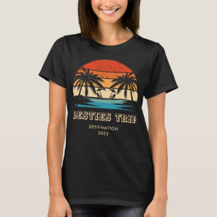Camiseta Viaje de Chicas de Besties con atardecer retro