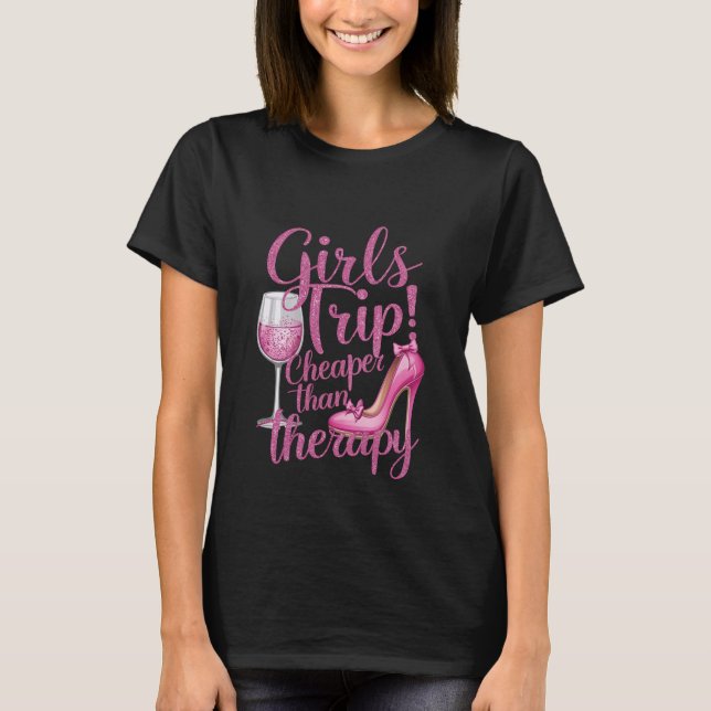 Camiseta Viaje de chicas más barato que Fiesta de vino de f (Anverso)