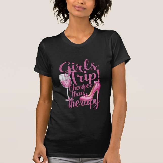 Camiseta Viaje de chicas más barato que Fiesta de vino de f (Anverso)