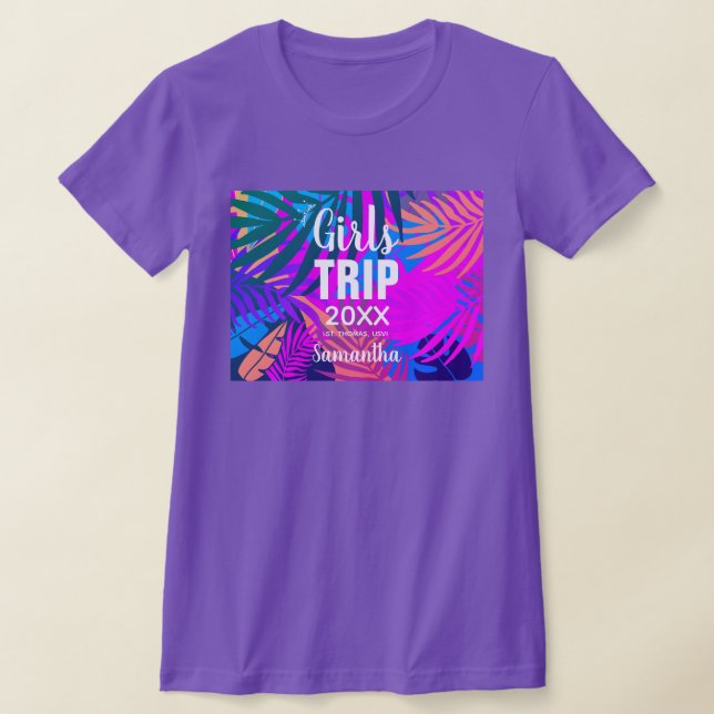 Camiseta Viaje de Chicas tropicales con corona, año y nombr (Distribución)