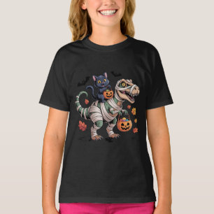 Camiseta Viaje de Halloween en T-Rex para gato negro y momi