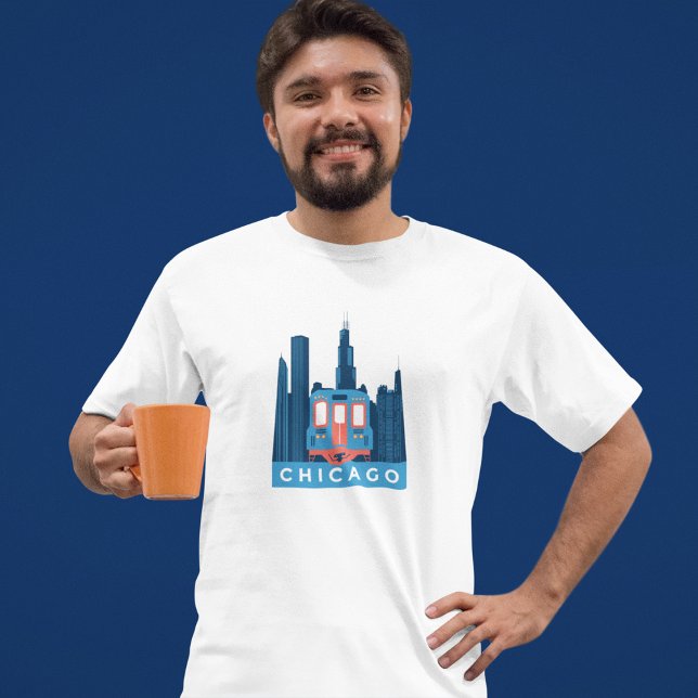 Camiseta Viaje de la línea aérea de Chicago (Chicago Skyline Vintage Travel T-Shirt)