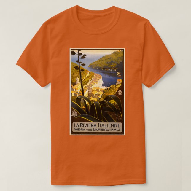 Camiseta Viaje de la Vieja Riviera Portofino Italiana (Diseño del anverso)