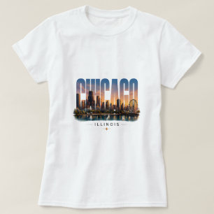 Camiseta 💙 Viaje de lujo editorial estilo ciudad Chicago �