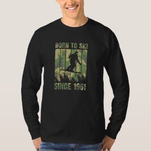 Camiseta Viaje de montaña estilo años 70 nacido para esquia