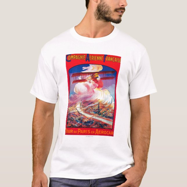 Camiseta Viaje De París, Francia en Aerocar PosterEurope (Anverso)