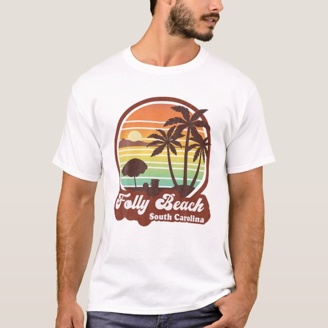 Camiseta Viaje de recuerdo de la playa de Retro Folly Beach (Anverso)