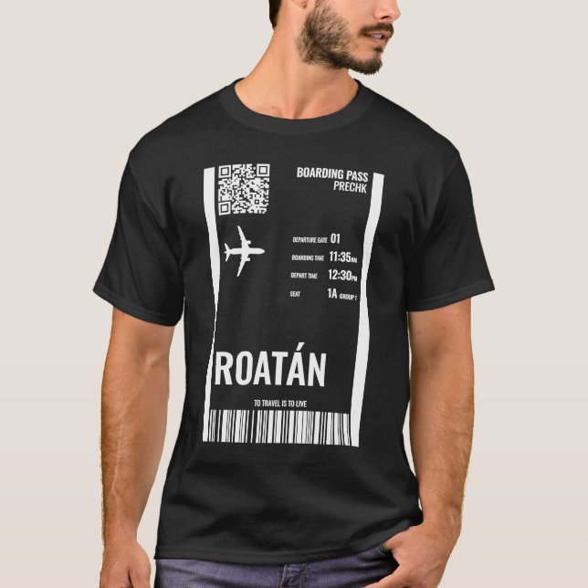 Camiseta Viaje de Ticket de la aerolínea Roatan Honduras (Anverso)