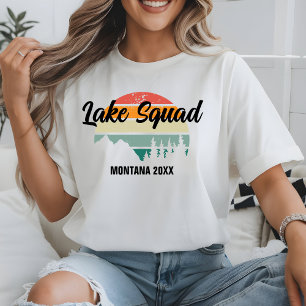 Camiseta Viaje de verano de la familia Retro Sunset Lake Sq