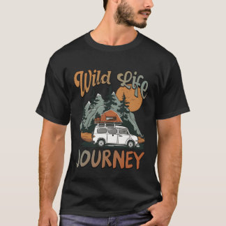 Camiseta Viaje de vida salvaje de camping retro