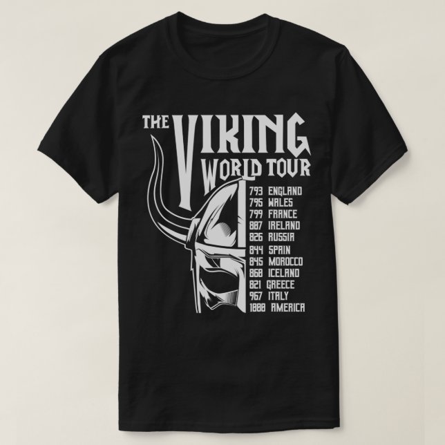 Camiseta Viaje de Viking World Tour Vikhalla Valhalla Odin (Diseño del anverso)