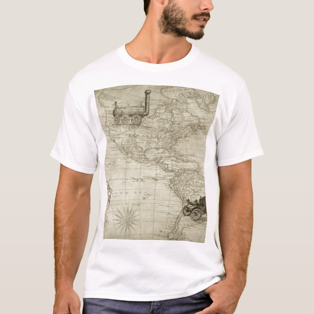 Camiseta Viaje del mapa de la antigua vieja vieja vieja vie (Anverso)