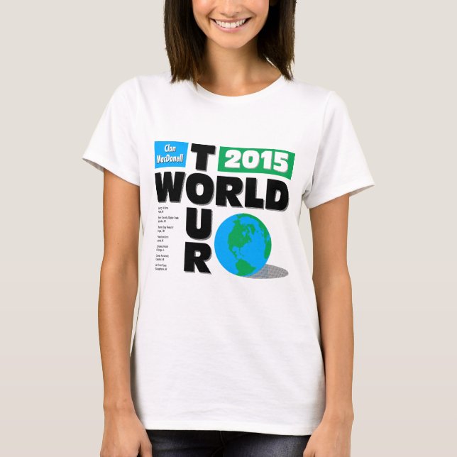 Camiseta Viaje del mundo de MacDonell del clan de las (Anverso)