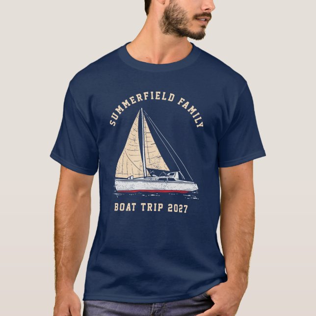 Camiseta Viaje en barco de la familia personalizado Náutica (Anverso)