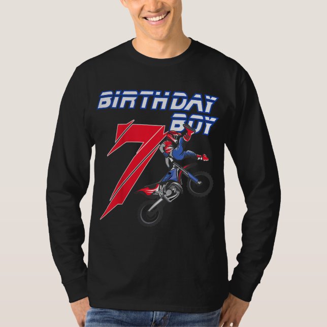 Camiseta Viaje en bicicleta sucia de 7 años cumpleaños Moto (Anverso)