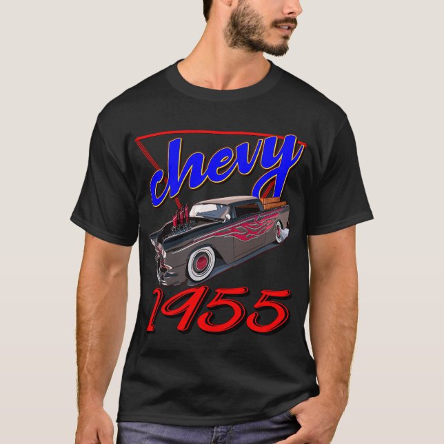 Camiseta Viaje En Coche Músculo Vintage 1955 Chevy (Anverso)