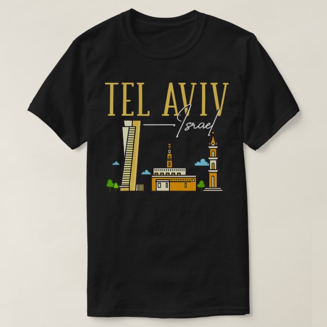 Camiseta Viaje en el mapa aéreo de la ciudad de Israel en T (Diseño del anverso)