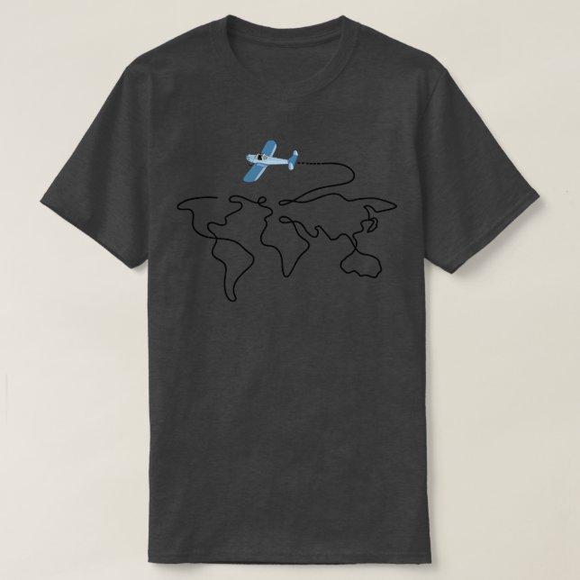 Camiseta Viaje en el plano mundial de mapas 3 (Diseño del anverso)