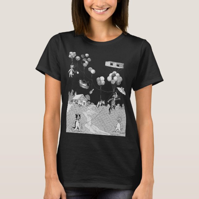 Camiseta Viaje en globo de gato, Louis Wain (Anverso)