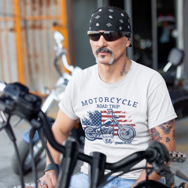 Camiseta Viaje en motocicleta por carretera 66 Sturgis o Bu (Subido por el creador)