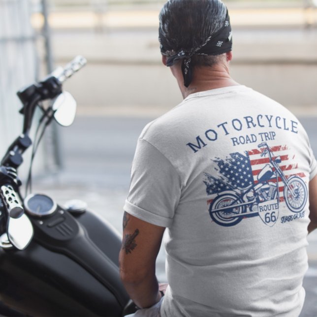 Camiseta Viaje en motocicleta por carretera 66 Sturgis o Bu (Subido por el creador)
