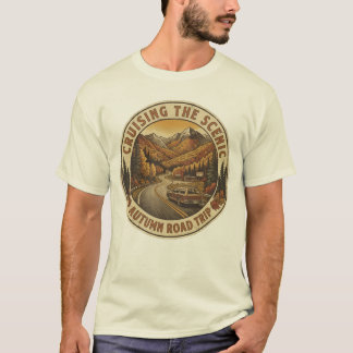 Camiseta Viaje Escénico de Otoño Vintage Retro de Viajes de