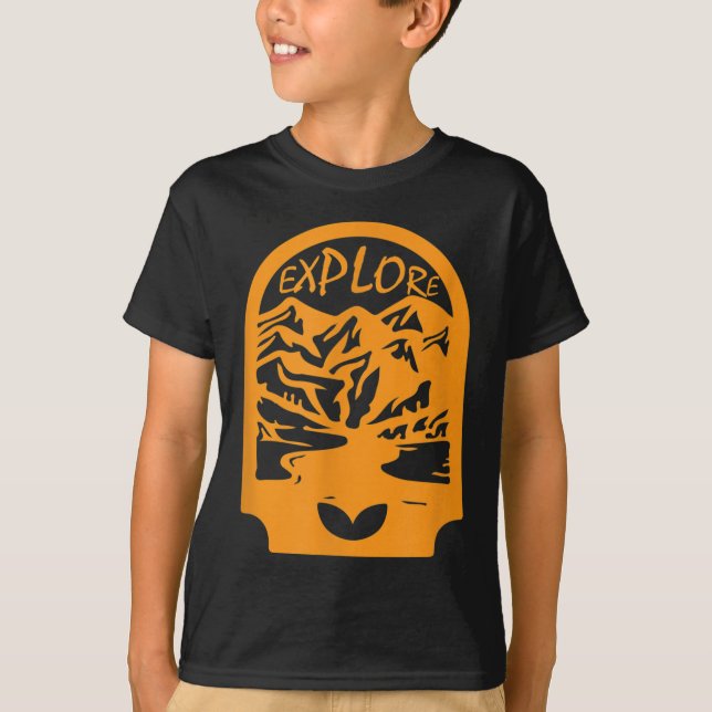 Camiseta Viaje Explorar Montaña Gráfico Casual Camping Boy (Anverso)
