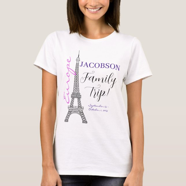 Camiseta Viaje familiar de la Torre Eiffel de moda Europa (Anverso)